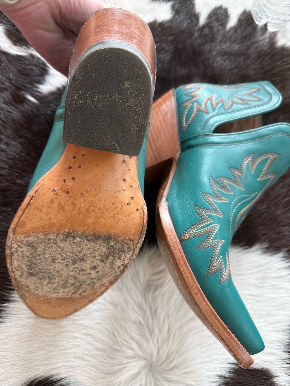 Ariat Dixon Booties Turquoise Leather Western Ankle Boots - Women - Picture 8 of 8